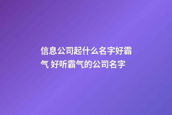 信息公司起什么名字好霸气 好听霸气的公司名字-第1张-公司起名-玄机派
